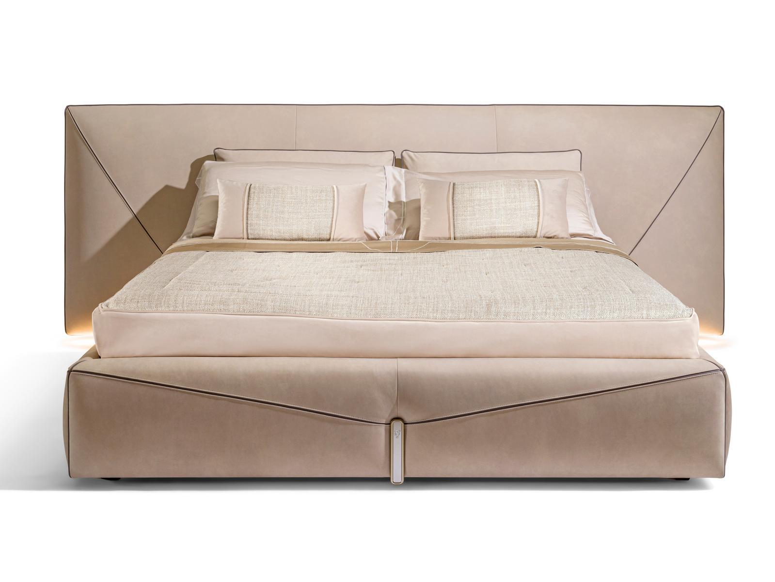 BASTIAN Nabuk double bed with upholstered headboard