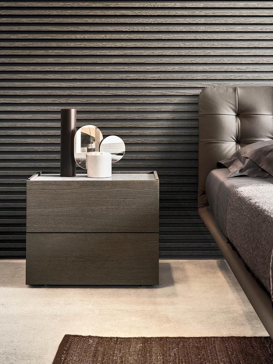 ATLANTE Rectangular wooden bedside table with drawers