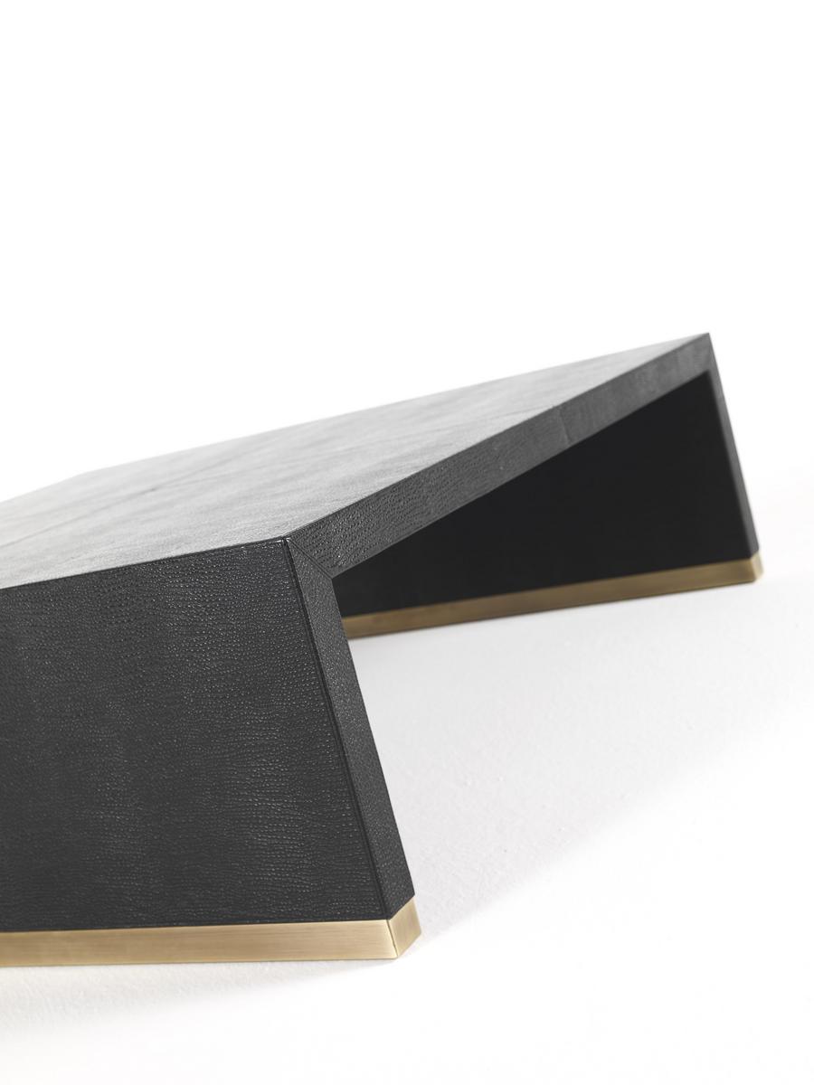 KAY Rectangular leather coffee table