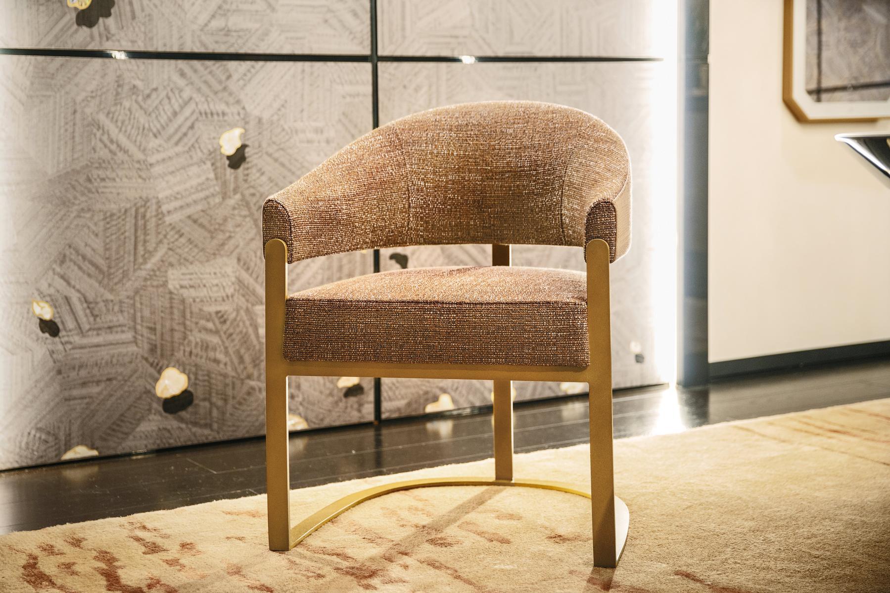 ARISTON Upholstered leather chair with armrests