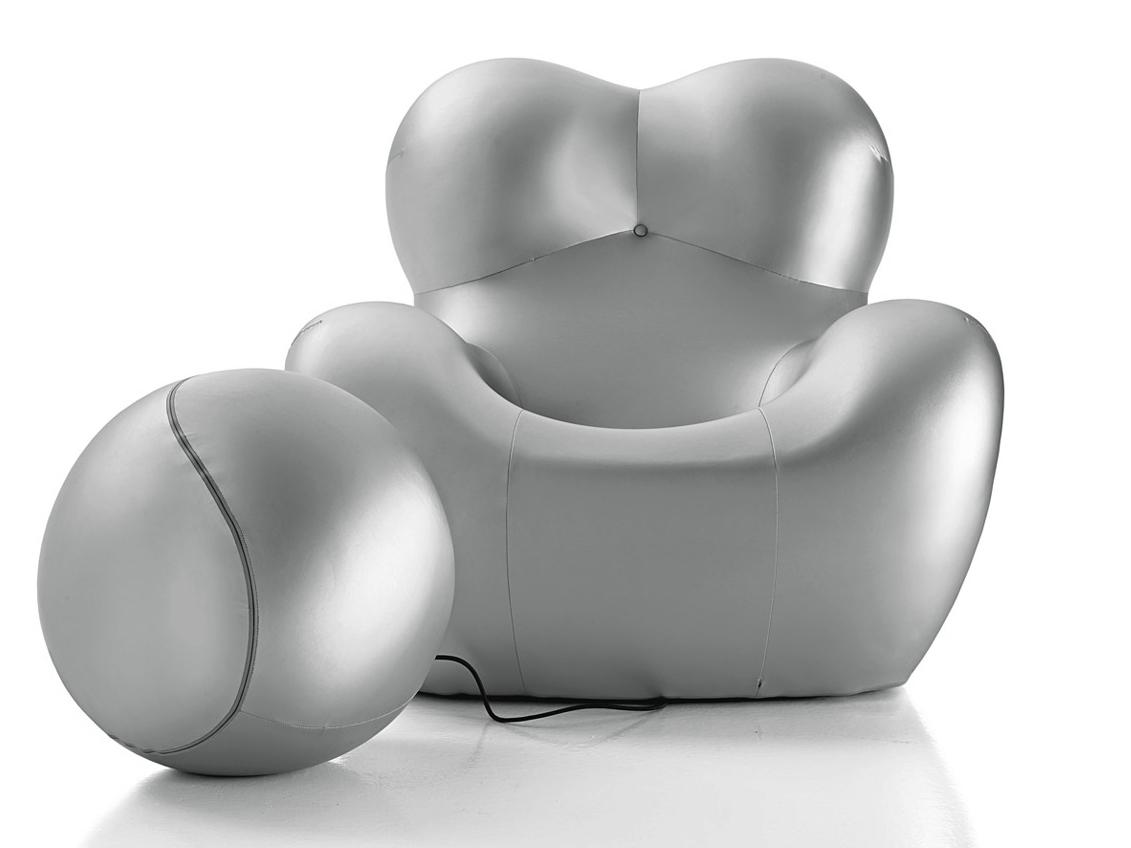 SERIE UP 2000 Upholstered fabric armchair with footstool
