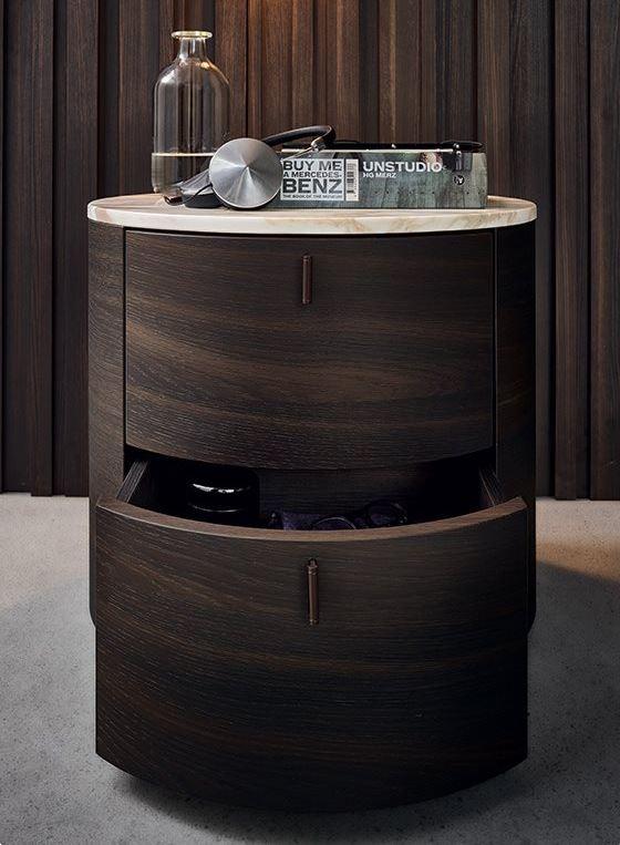 ONDA Wood veneer bedside table with drawers