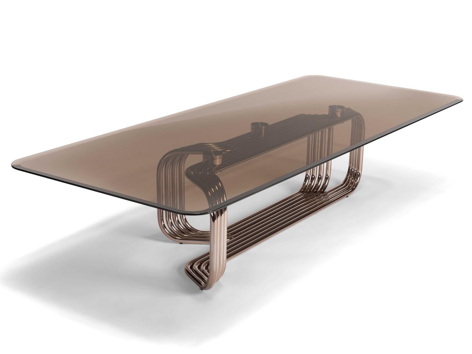 VINCENT Low rectangular glass coffee table