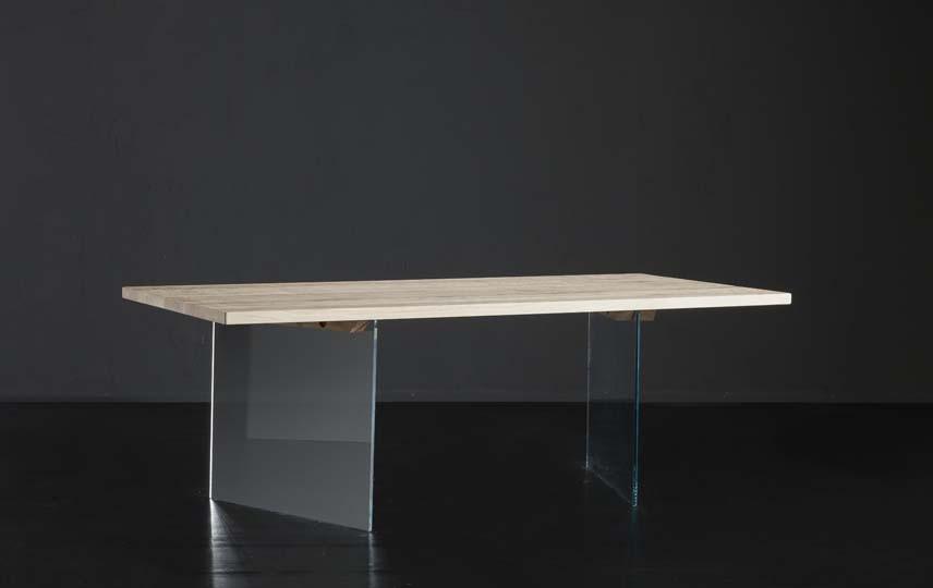 PARIGI + ICE Rectangular wood and glass dining table
