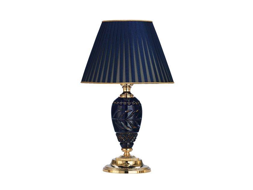 MICHELANGELO 3999/LP Shaded gold plated table lamp with blue amber crystal