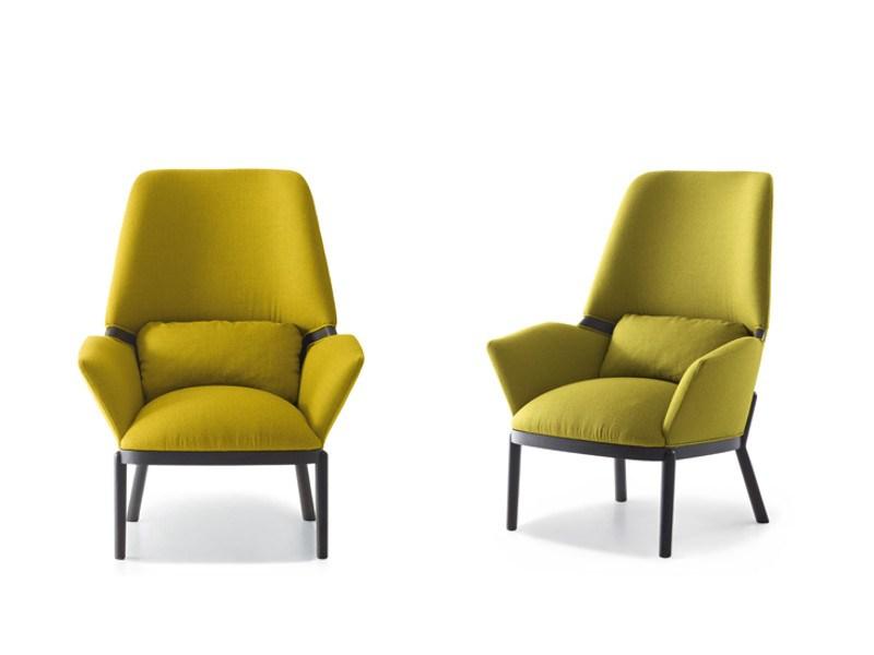 SERENA Upholstered high-back fabric armchair with armrests
