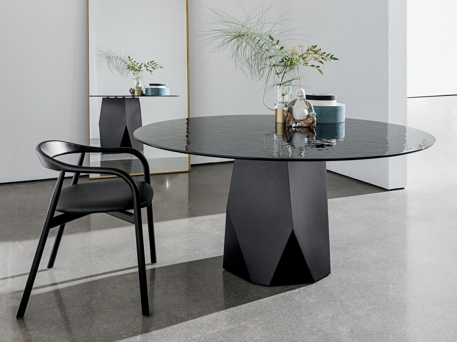 DEOD Round tempered glass table