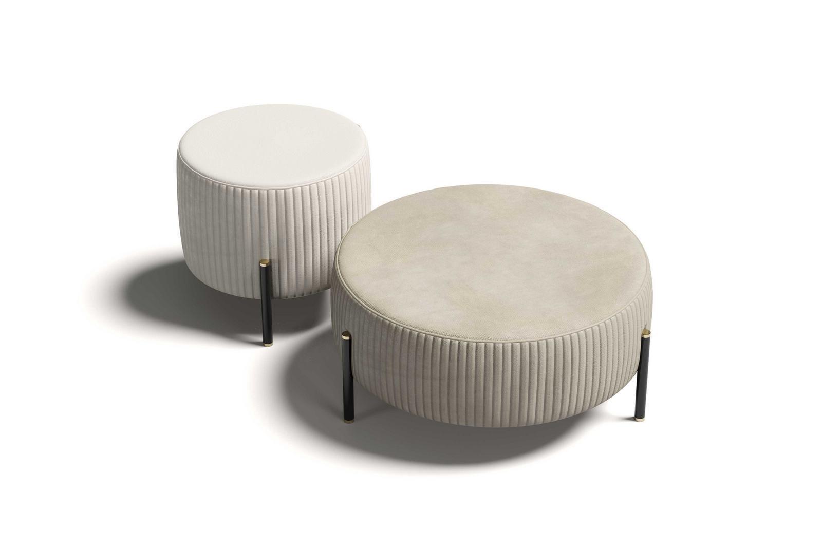TOULOUSE .90 Upholstered round fabric pouf