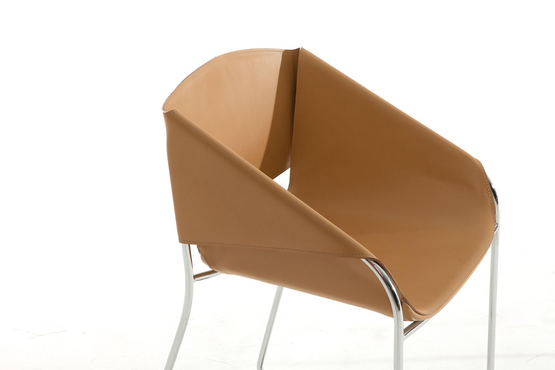 SIMPLY Sled base leather chair with armrests
