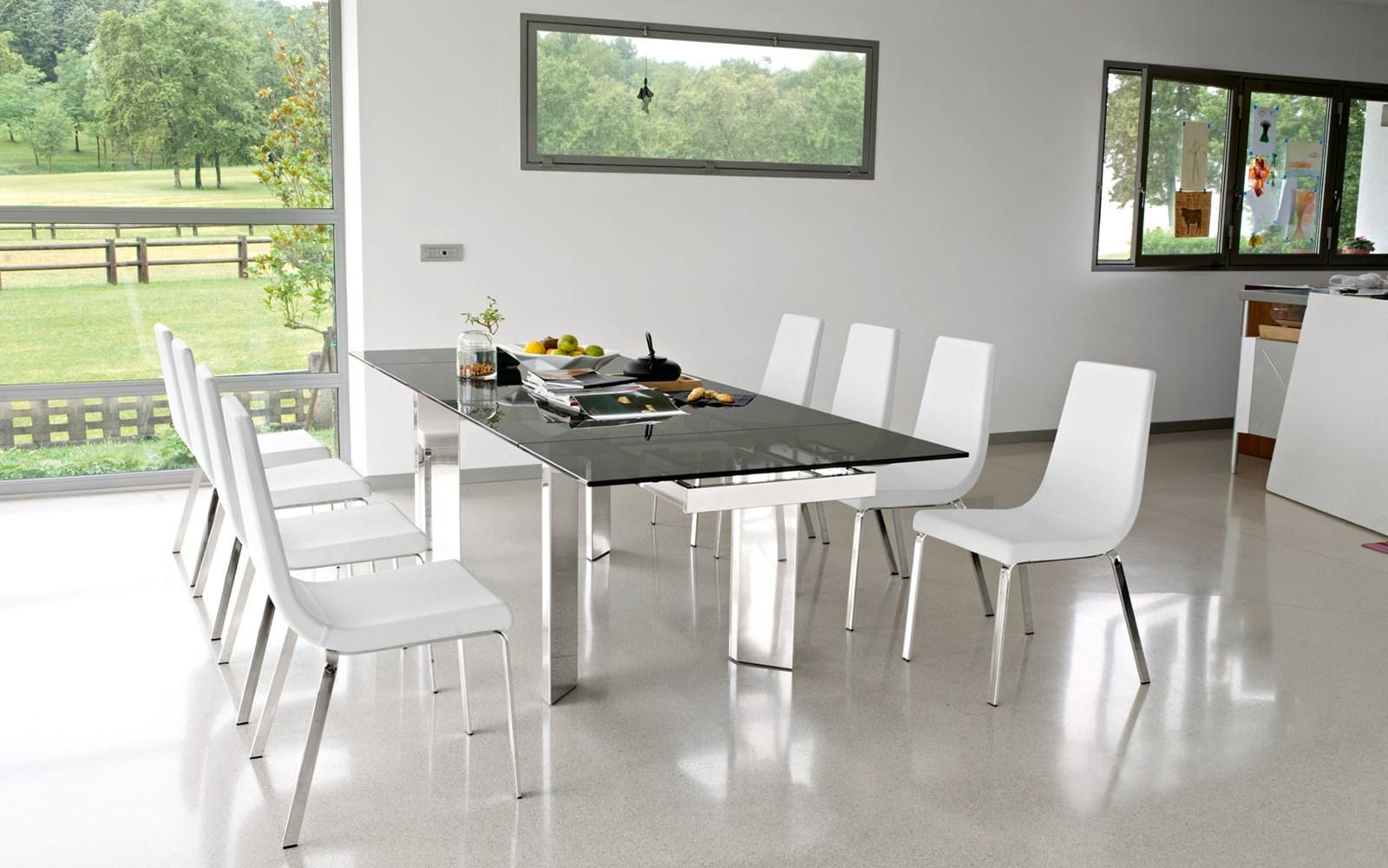 TOWER Extending tempered glass table