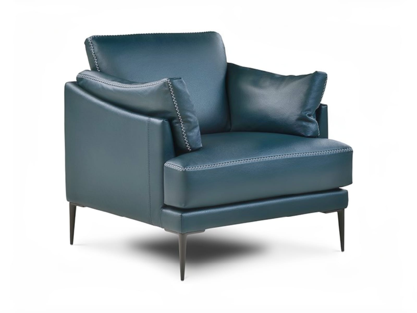 FLEUR Elegant Fleur chair with stylish pin-shaped legs and sophisticated stitches, ideal for both snug homes and professional spaces, offering comfort in compact form with option for leather or removable fabric.