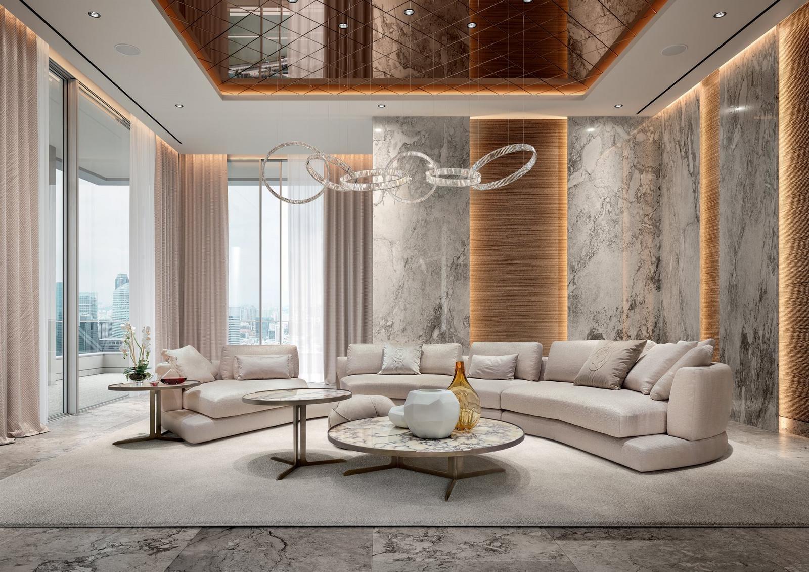ARABESQUE Curved fabric sofa
