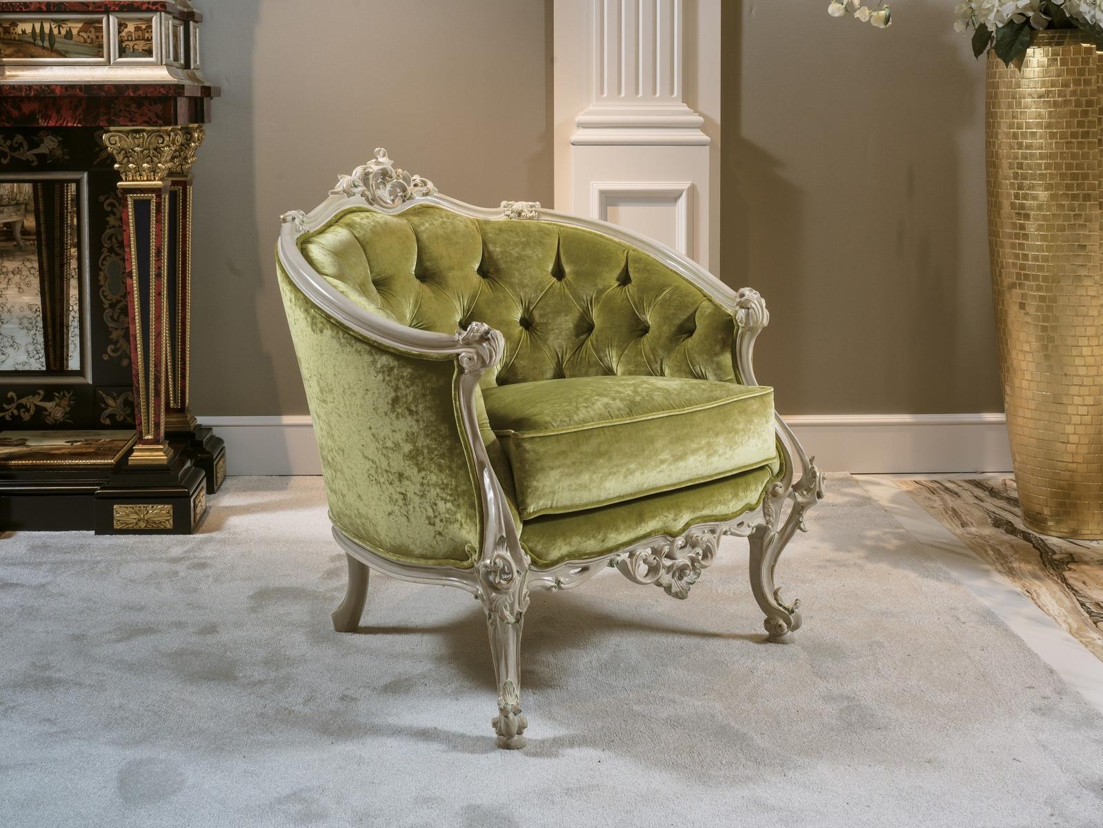 3699 Tufted velvet armchair with armrests