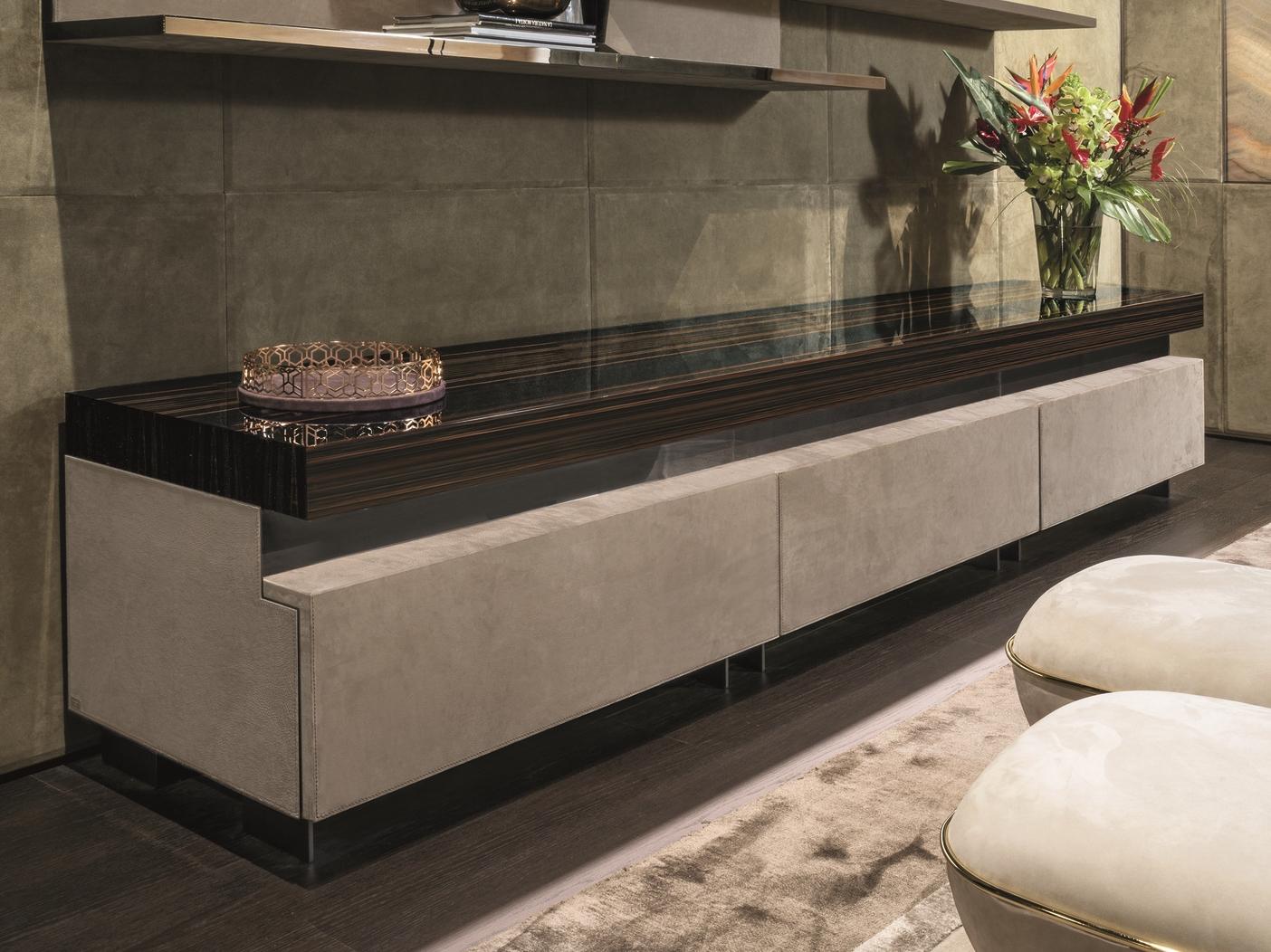 TERRANCE Leather sideboard with doors