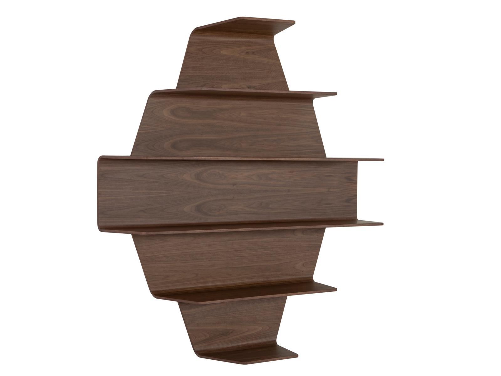 MASTER Open wall-mounted walnut bookcase