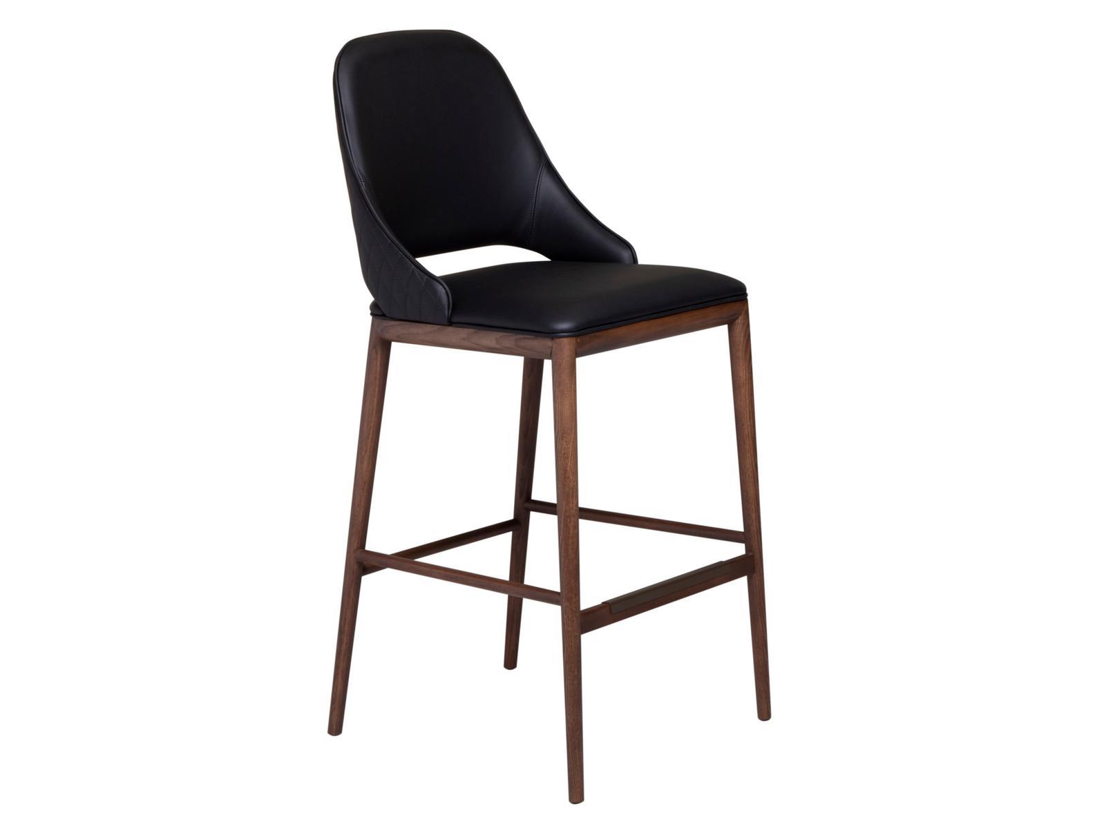 MALVA ÉLITE High stool in leather and walnut base