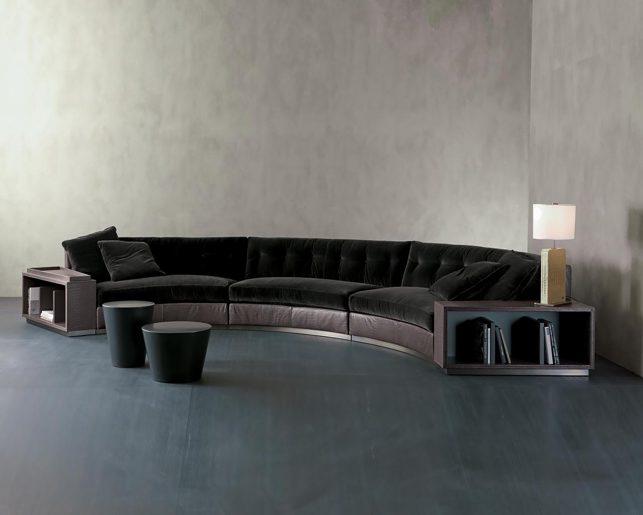 CIRCUS Fabric sofa with integrated magazine rack in a luxury style