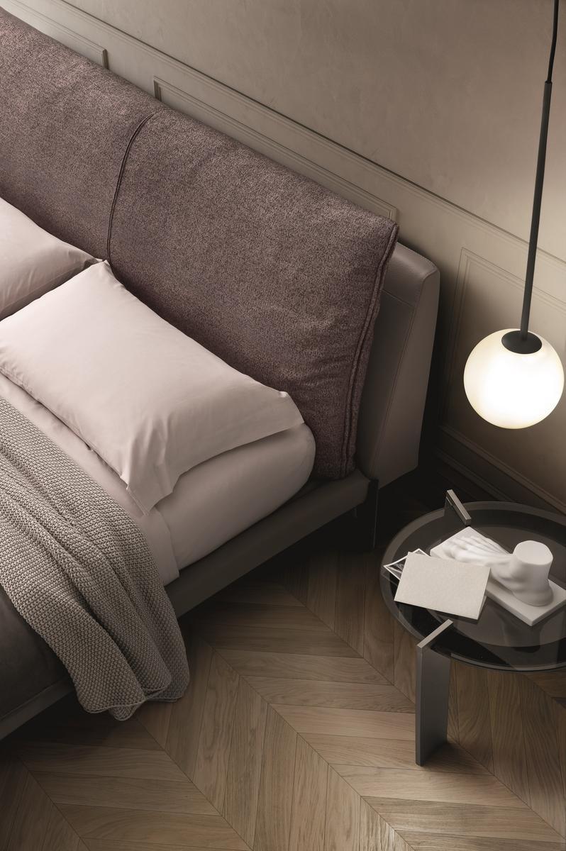 KIM Fabric bed with upholstered headboard