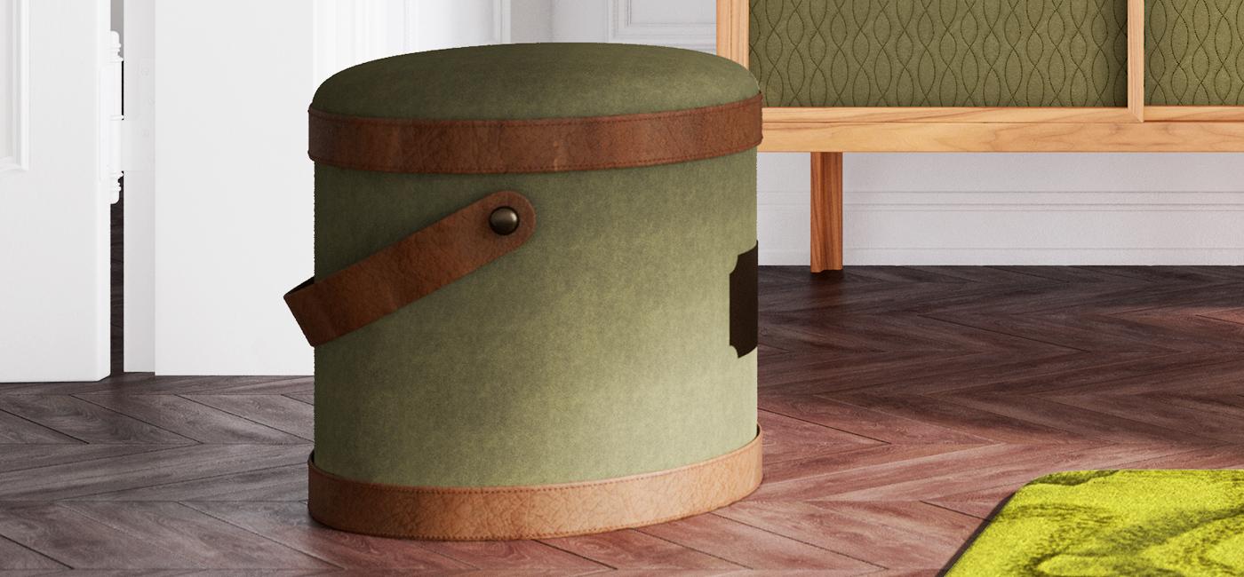 PIF PAF Storage round pouf