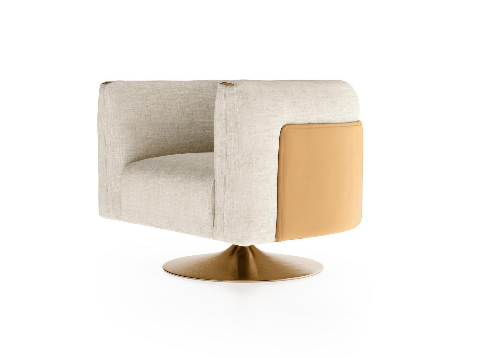 SOUL Swivel fabric armchair with armrests