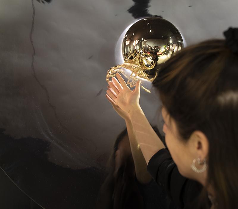 METAMORPHOSIS Wall-mounted stainless steel mirror with integrated lighting