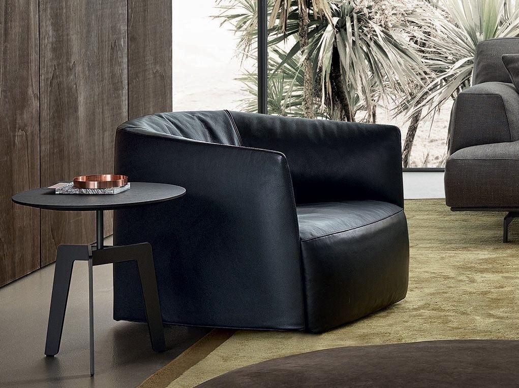 SANTA MONICA Upholstered leather armchair