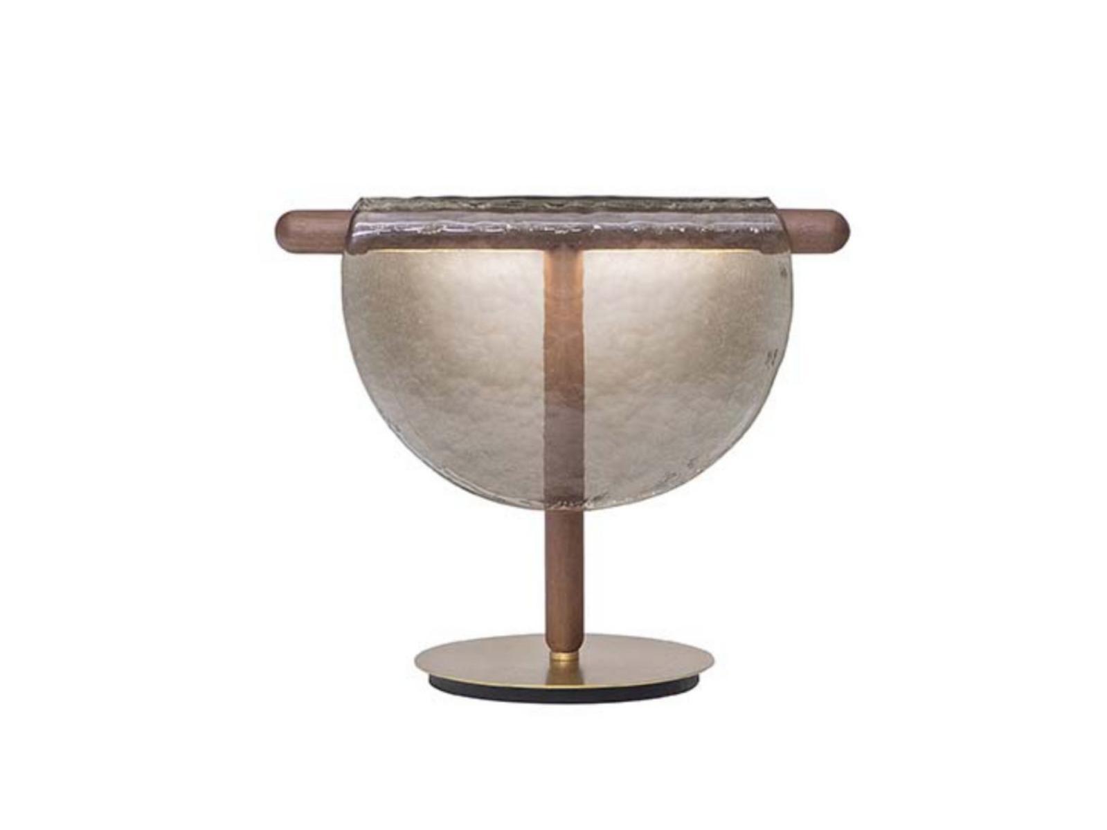 DALÌ LED glass and solid oak table lamp