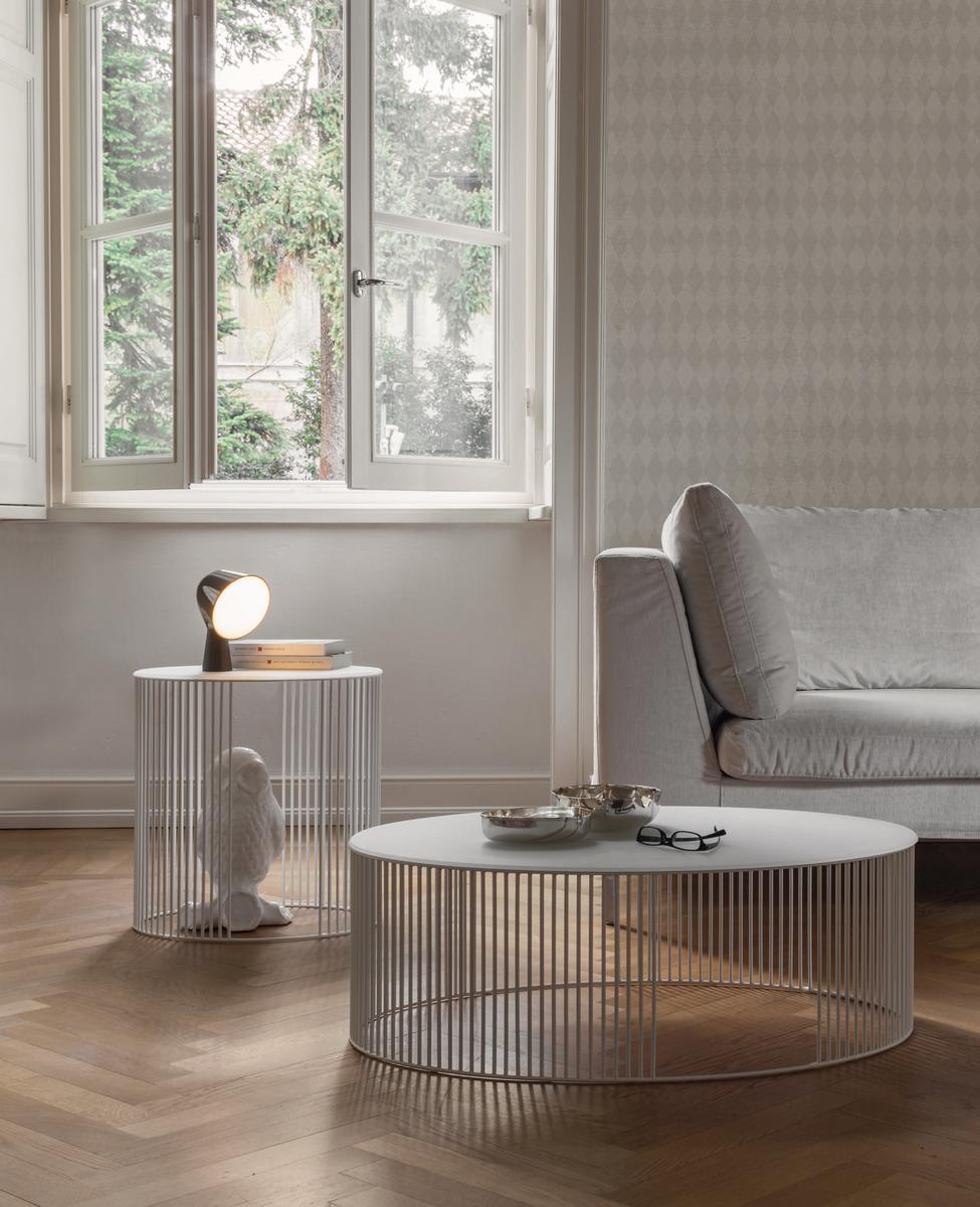 ANDRA Oval metal coffee table with glass top