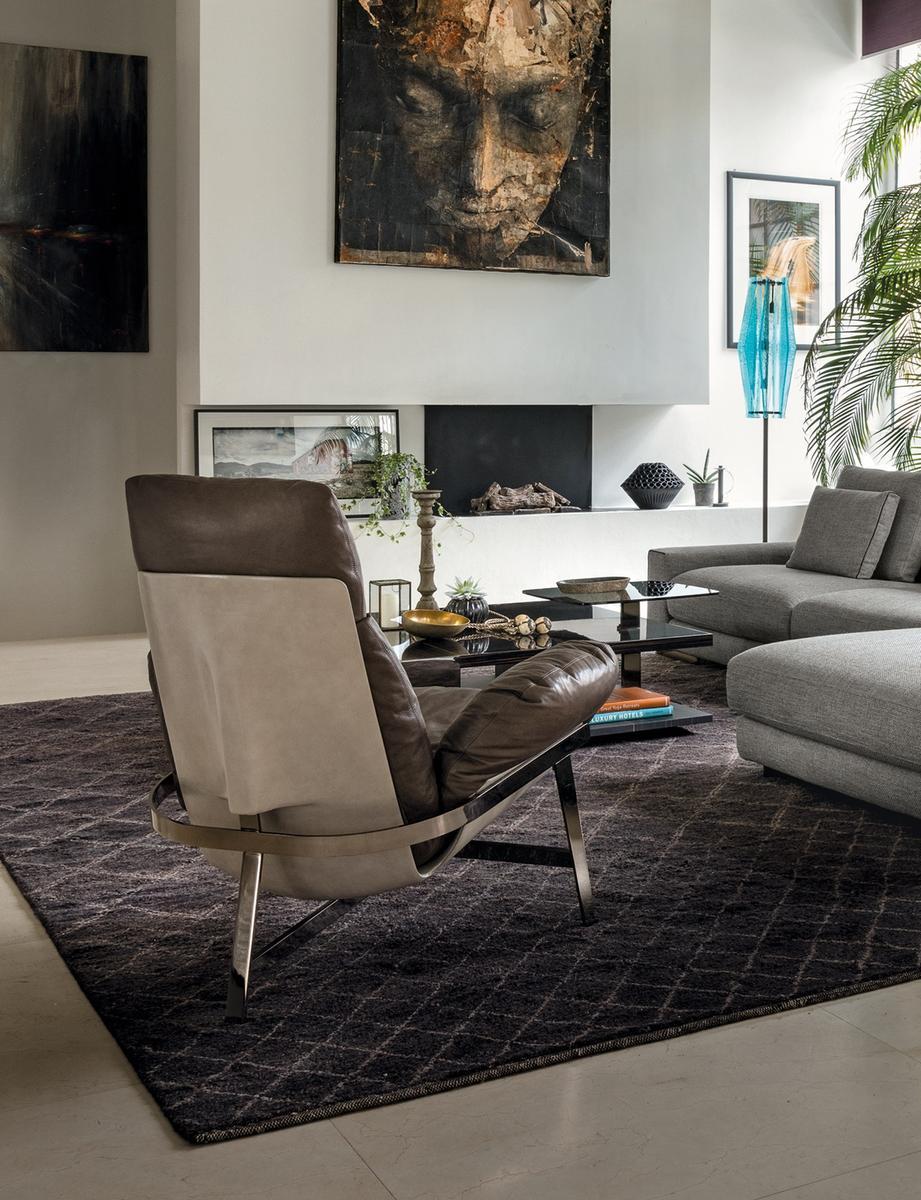 JUPITER LITE Leather armchair with armrests