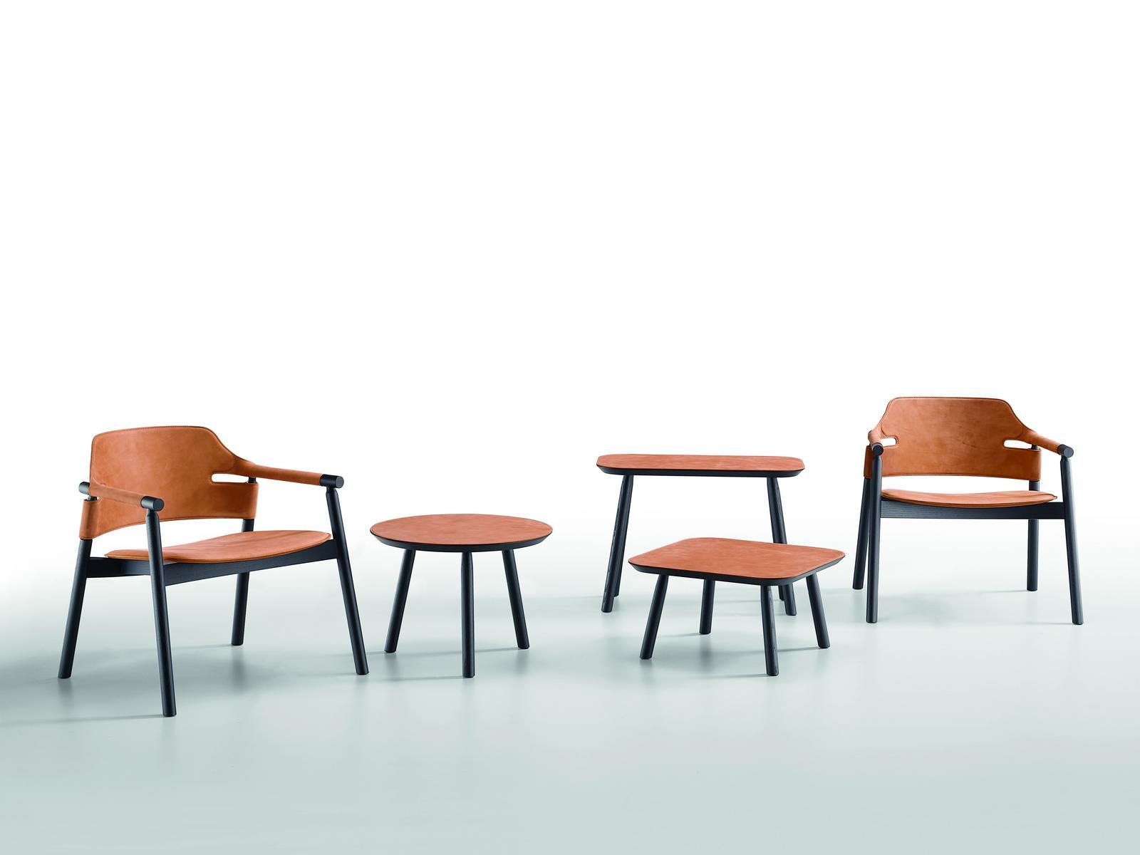 SUITE ATT Tanned leather armchair with armrests
