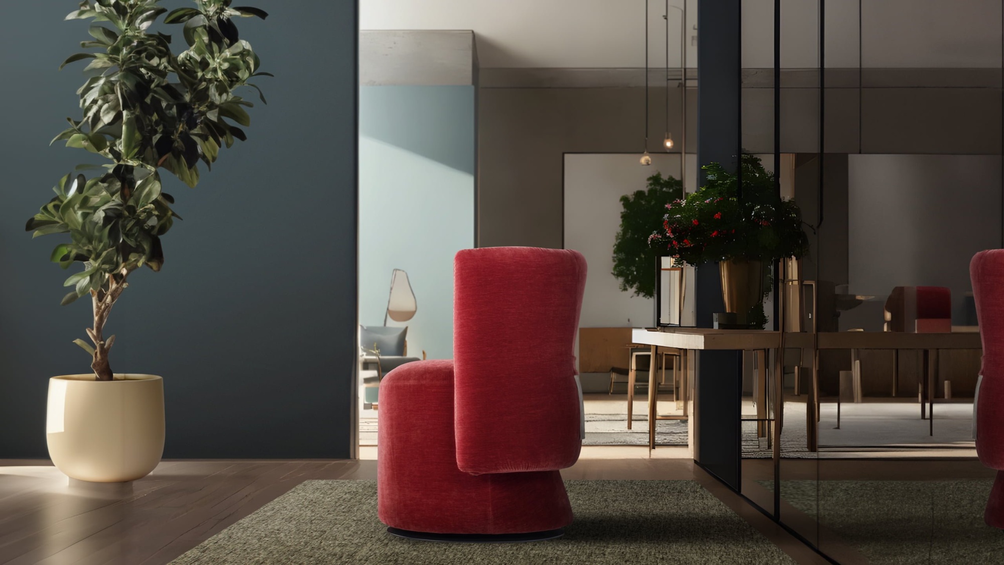 DONA G The 'Doña G' chair embodies Italian craftsmanship with a stylish design, offering both swivel and storage features, available in leather or fabric.